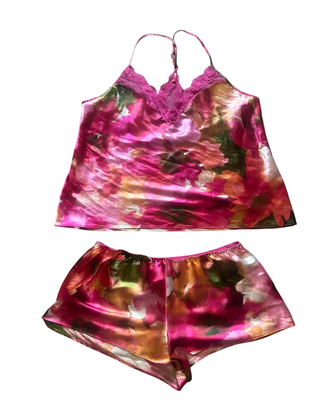 Lilac & London Women's Floral Satin Cami & Short Sleep Set Size XXL (2XL)